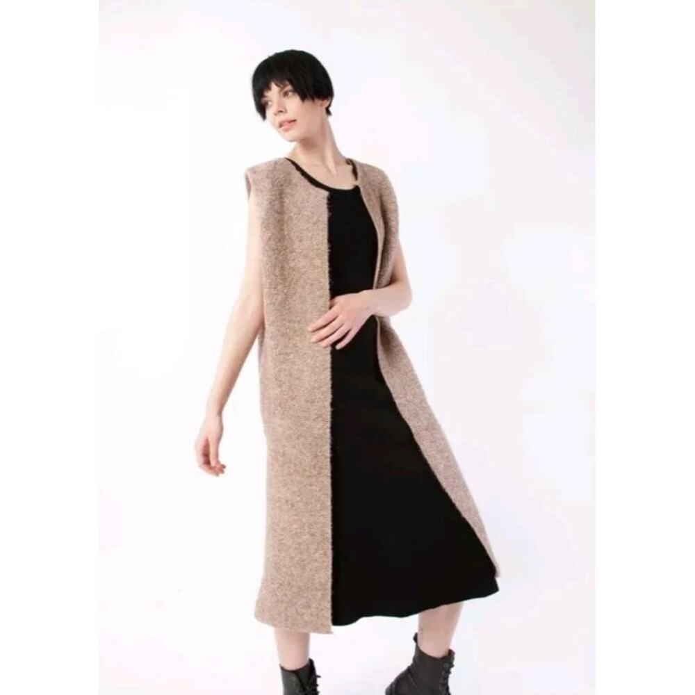 Kerisma Womens Kengo Duster Cardigan Vest Size S/M Wool Blend Eco Yarn‎ Slit Hem